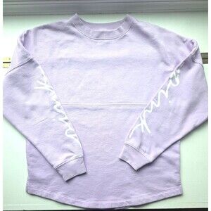 VS Victorias Secret PINK Varsity Crew Sweatshirt Lavender/Pink Logo XS Long Sl.
